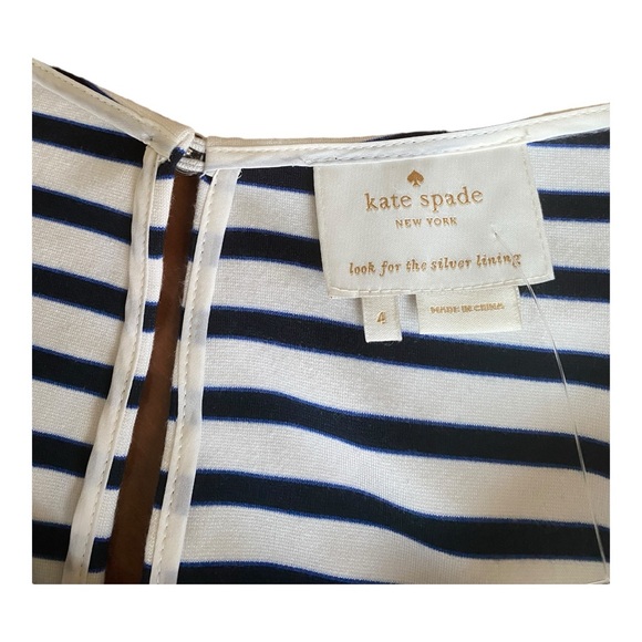 KATE SPADE Selma Striped Fit & Flare Ponte Dress Size 4 Navy  Pockets Easter - Picture 11 of 13